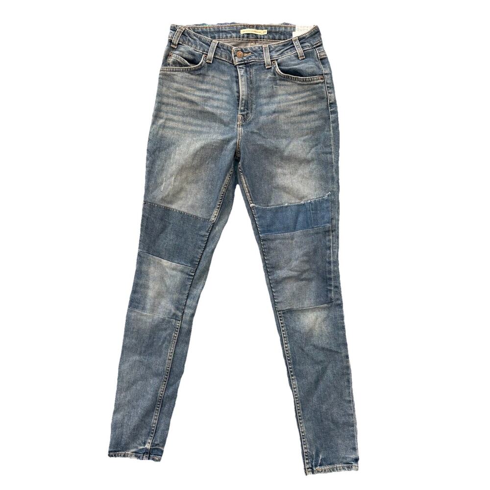 Levis 721 Jeans Womens 27x29 Blue Patchwork High Rise Skinny Stretch Tag Vintage